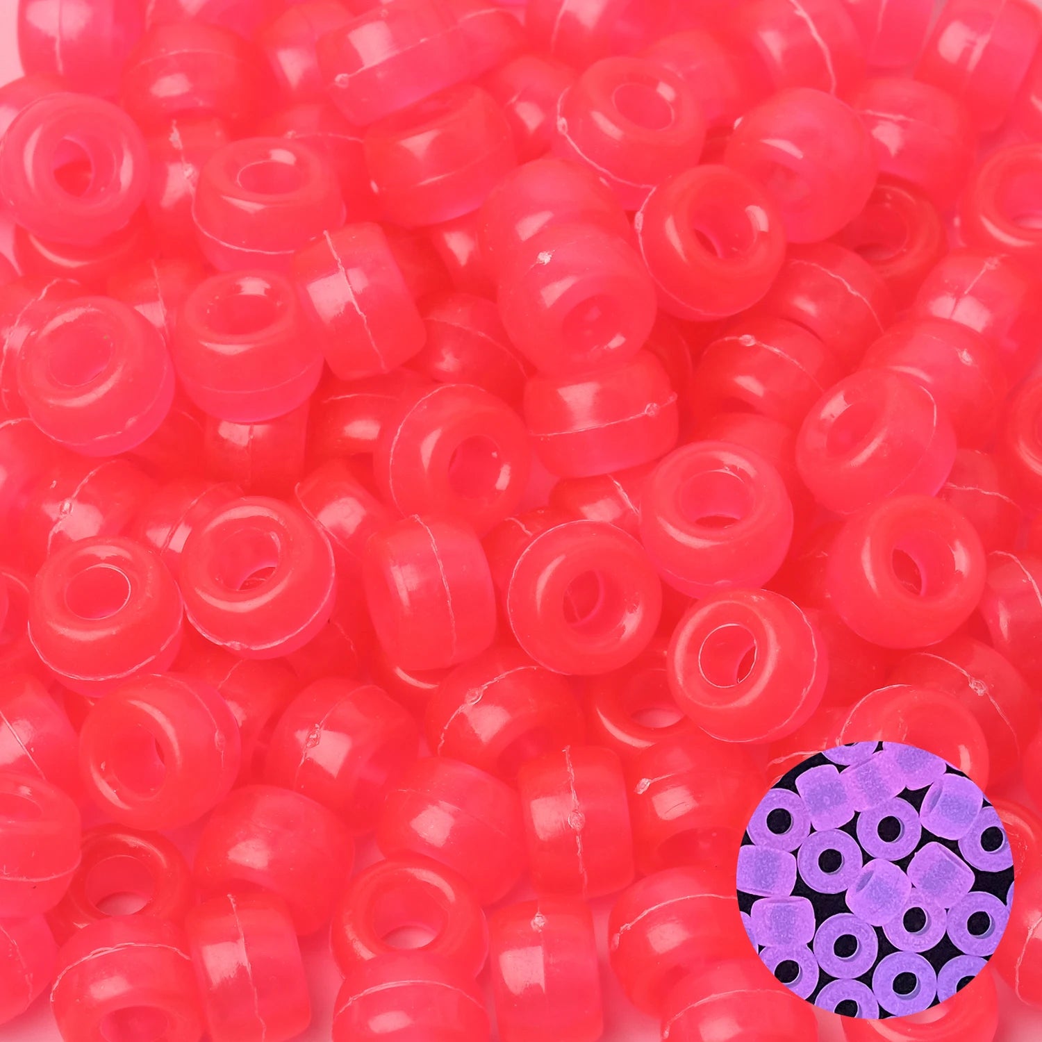 100pcs Luminous Pony Beads 6x9mm Acrylic Beads Big Hole Spacer Beads For Diy Craft Jewelry Charms Bracelets Making Hair Supplies