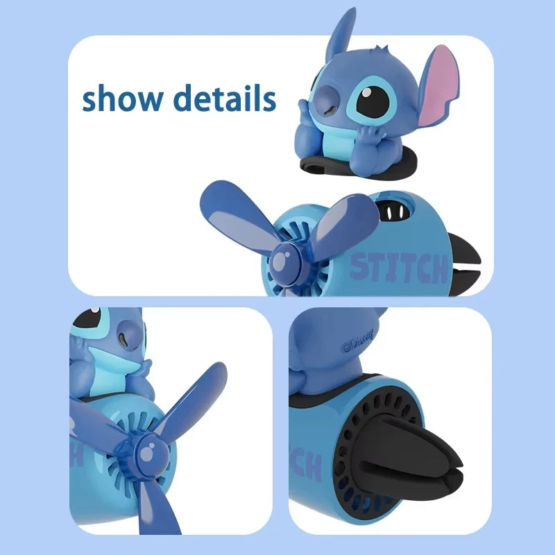 Anime Stitch Car Aromatherapy Accessory Kawaii Spider-Man Car Air Conditioning Port Decoration Rotating Propeller Toys Gifts