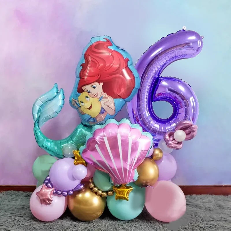 Mermaid Ariel Princess Birthday Party Decorations Disposable Tableware Plate Straw Cup Balloons Baby Shower Party Supplies