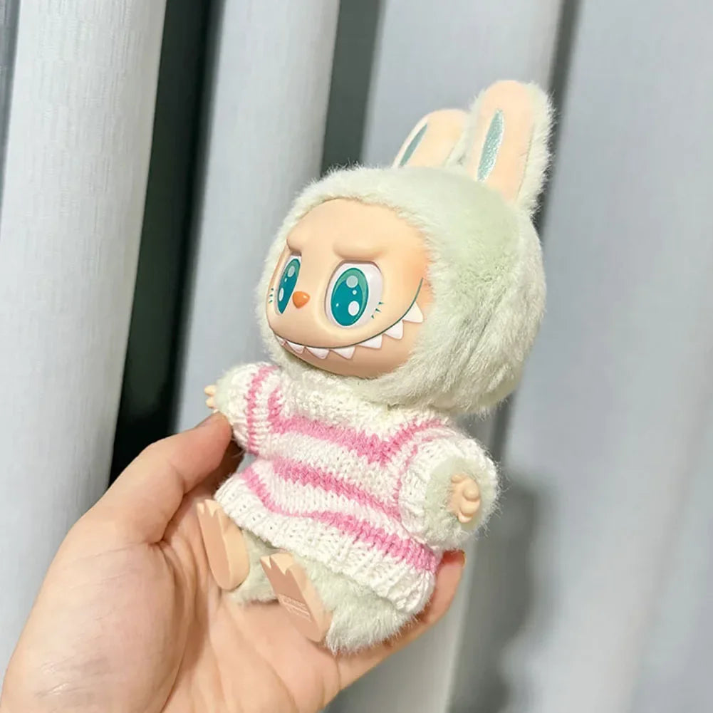 For Labubu V1 V2 Idol Cute Doll Clothes Fashion Sweater Outfit Accessories Sitting Party Pink White