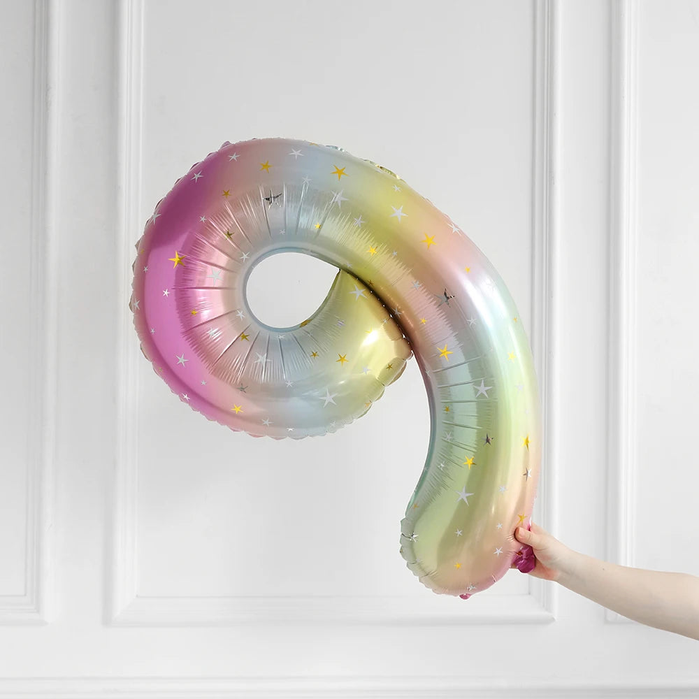 Large Rainbow Unicorn Helium Balloons 40inch Number Foil Balloons Unicorn Theme Birthday Girl Boy Party Decoration Baby Shower