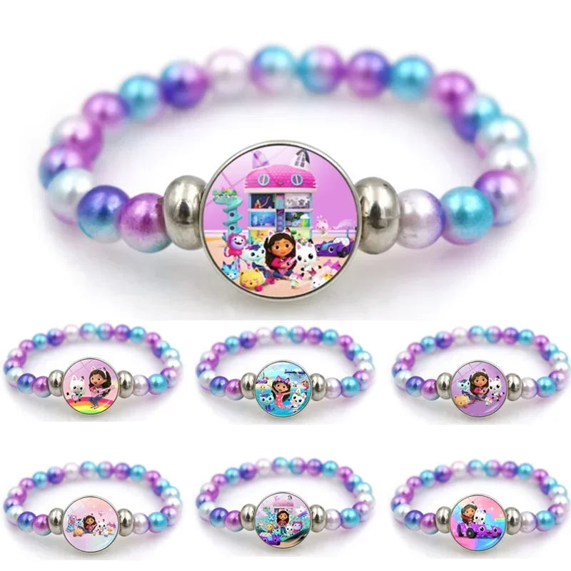 Gabby Dollhouse Bracelet Fashion Beaded Wristband Cartoon Anime Jewelry Accessories Kids Girls Boys Birthday Baby Shower Gifts