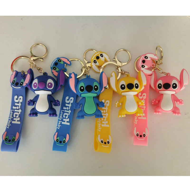Lilo & Stitch Toys Keychian Anime Stitch Pendant Keychain Sweet Pink Angel Keychians Women Car Keyring Girl Birthday Gift