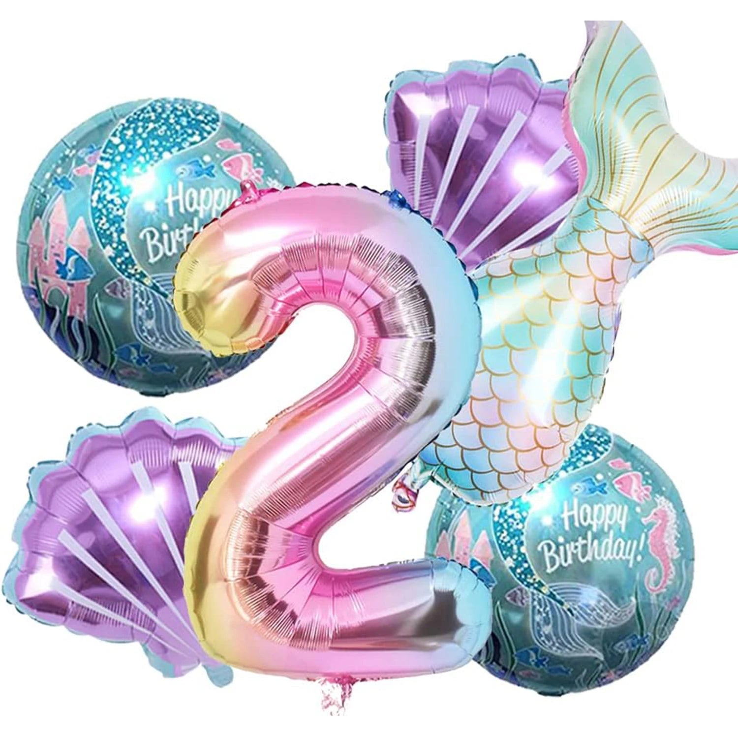 Mermaid Balloon 32 inch Digital Aluminum Foil Balloon Children's Birthday Party Decoration Baby Shower Decoration