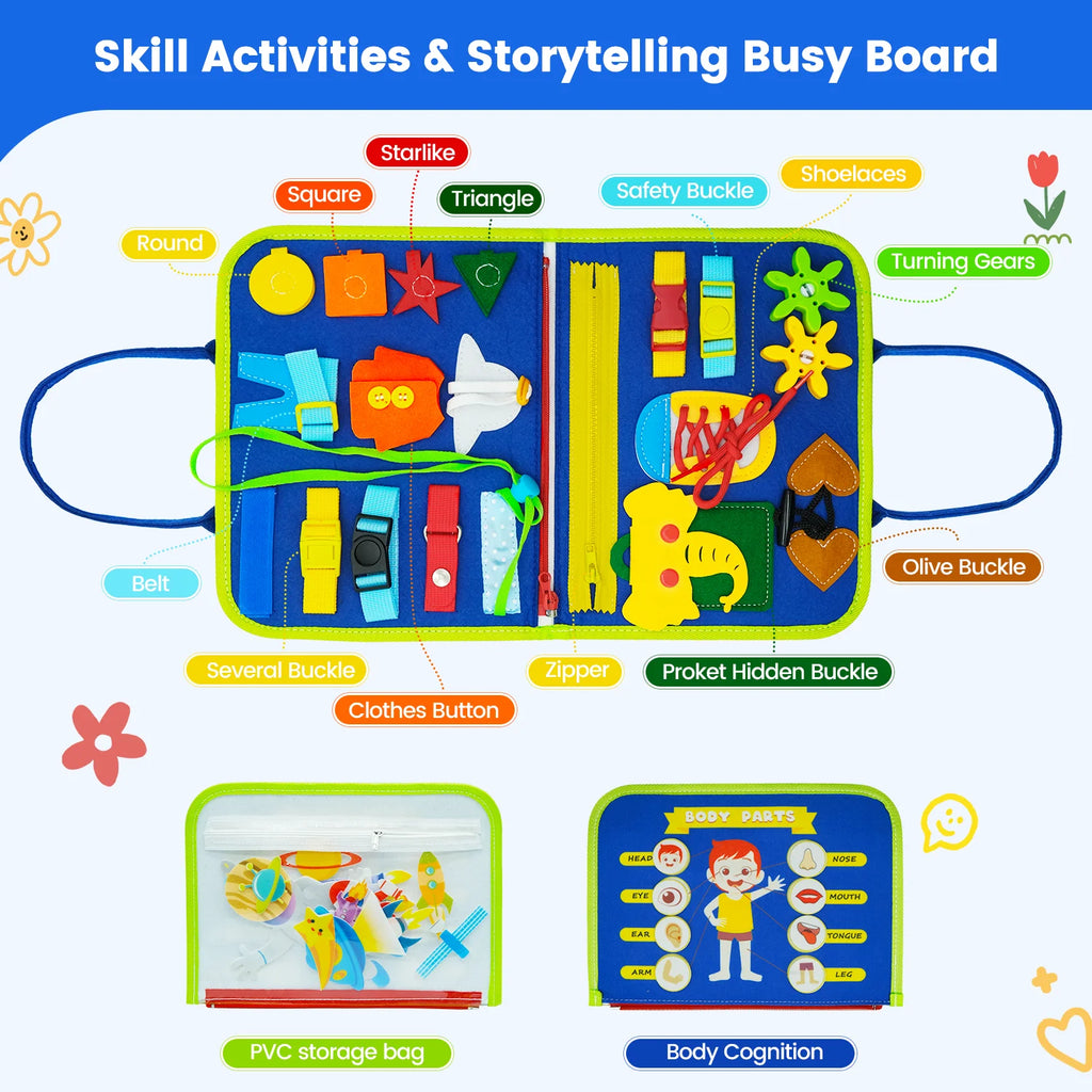 Toddler Felt Montessori Busy Book Activity Sensory Boards Fine Motor Skill Quiet Book Toys Preschool Learning Educational Gift