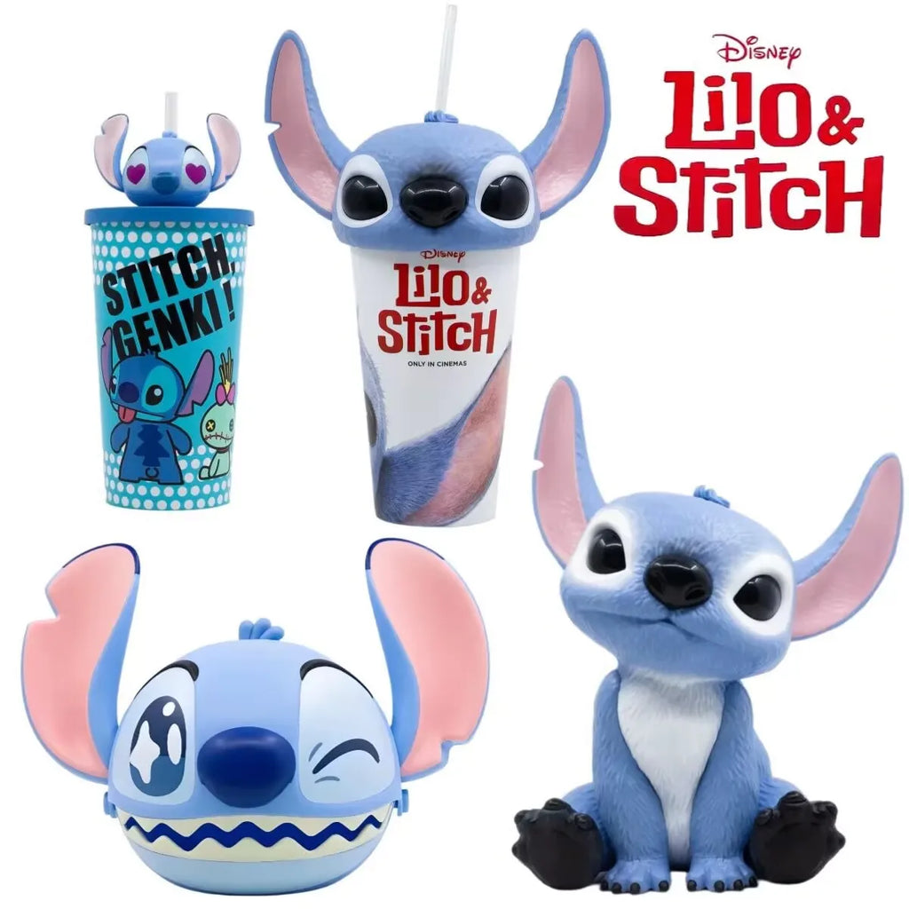 Stitch (626) Themed Tumbler Cup With Straw & Popcorn Bucket – Cute Cartoon Drinkware & Snack Container Set