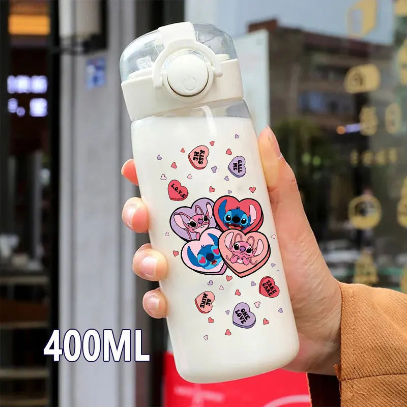 Lilo&Stitch 560/600/400ML Water Cup Children Portable Plastic Transparent Straw Stitch Outdoor Large Capacity Sport Water Bottle