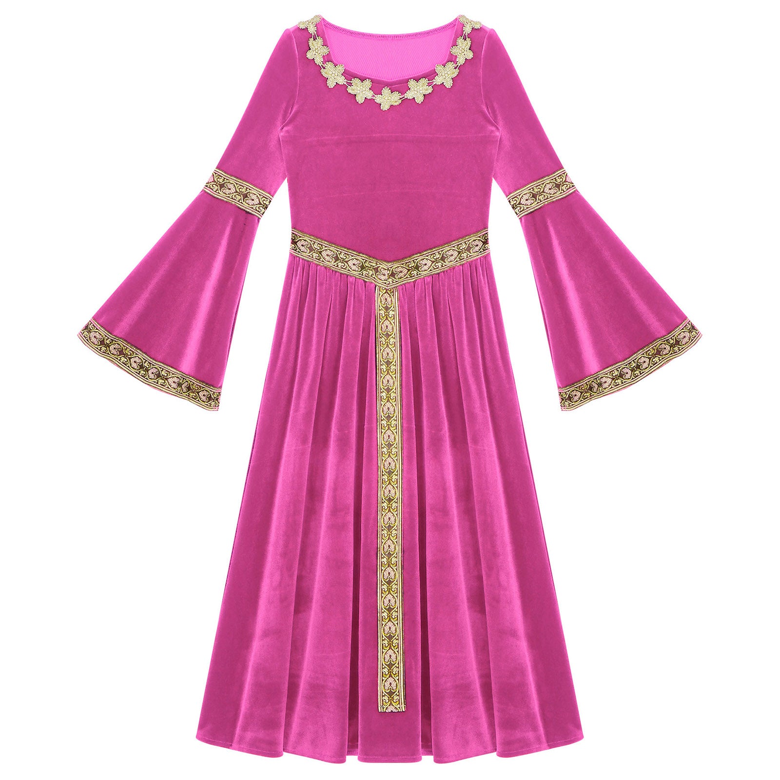 Girls Medieval Renaissance Velvet Dress Princess Queen Cosplay Costume Christmas Xmas Halloween New Year Carnival Party Dress