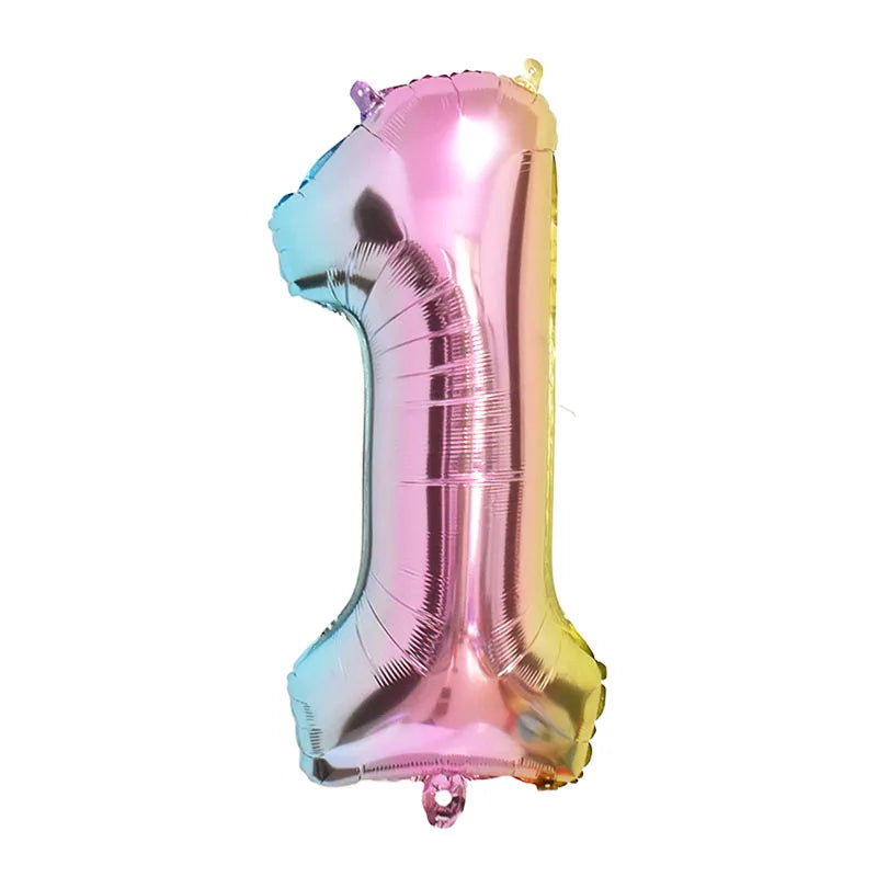 1Set Rainbow Unicorn Balloon 32 inch Number Foil Balloons 1st Kids Unicorn Theme Birthday Party Decorations Baby Shower Globos