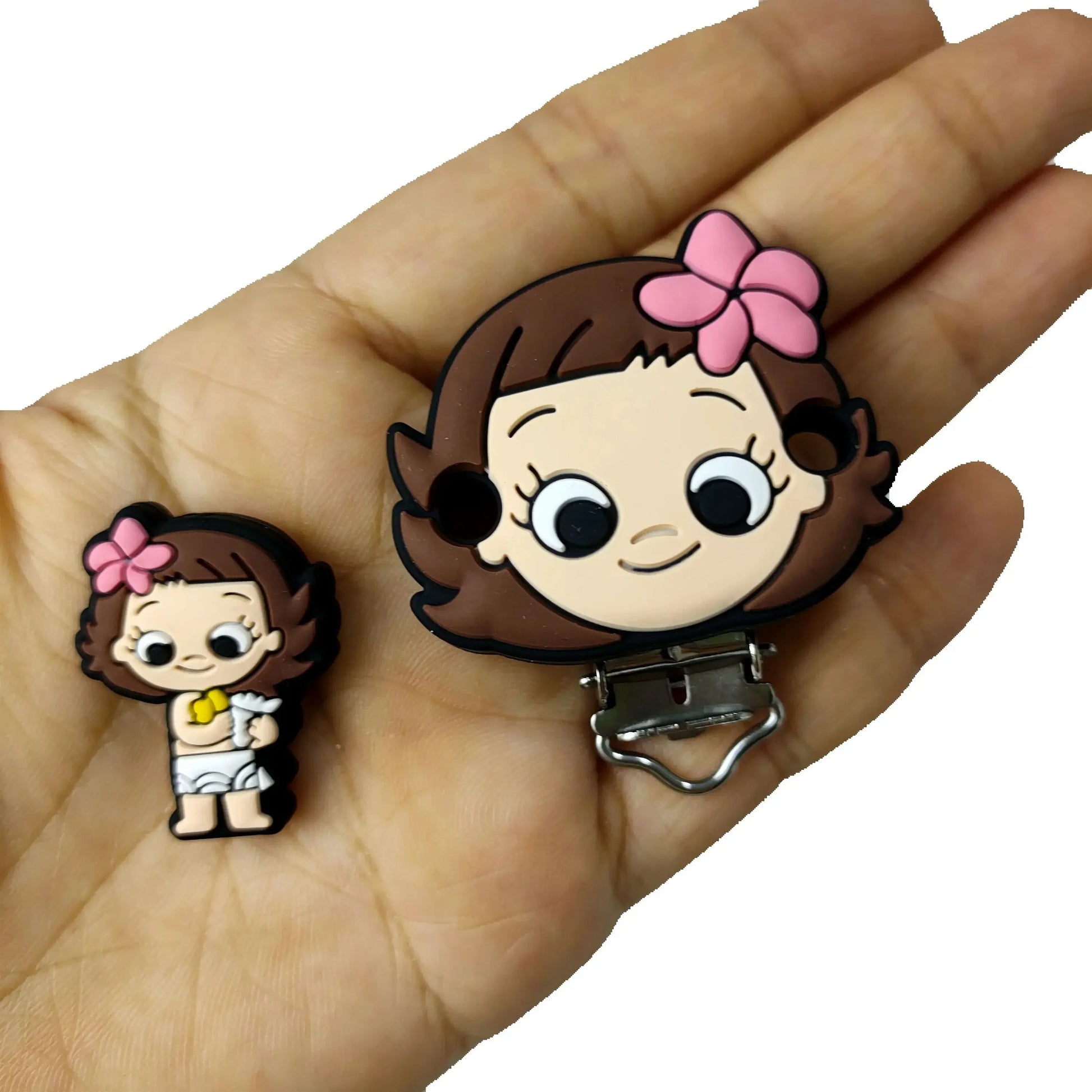 2pcs one set Moana Simba Dumbo marie cat Stitch 101dog Silicone clip Focal Beads Pacifier Chain Clips Toy Jewelry Accessories