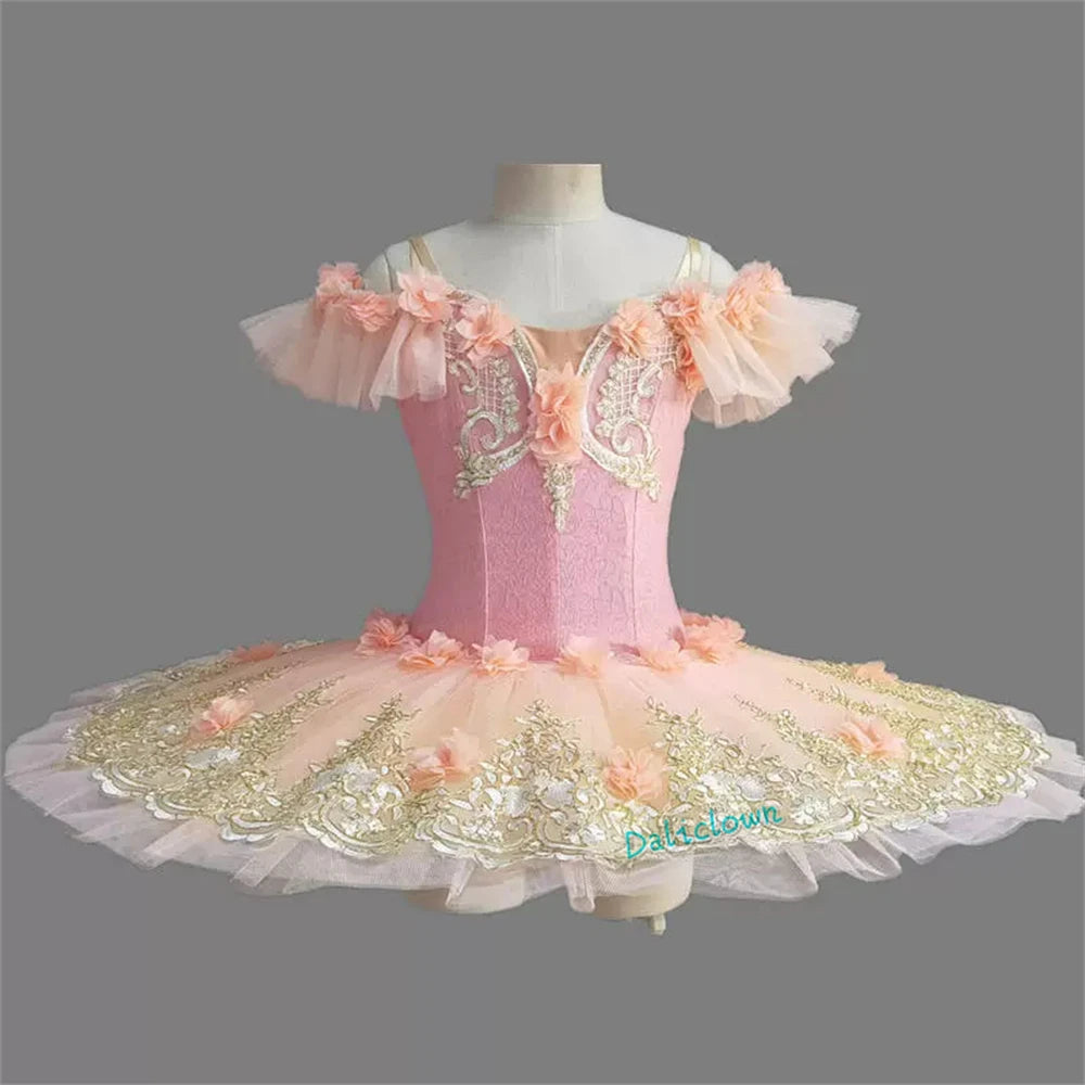 Adult Kids Flower Girls Professional Ballet Tutu Dress Women Princess Platter Pancake Swan Lake Ballerina Stage Dance Costume