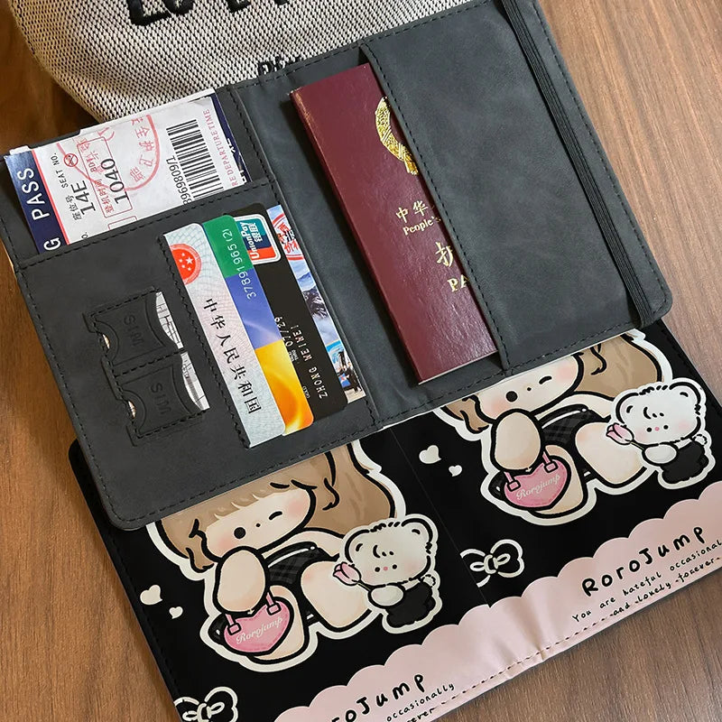 Beautiful Princess Passport Cover Passport Holder Ladies' Travel Essentials Portable Passport Wallet Girls Card Package