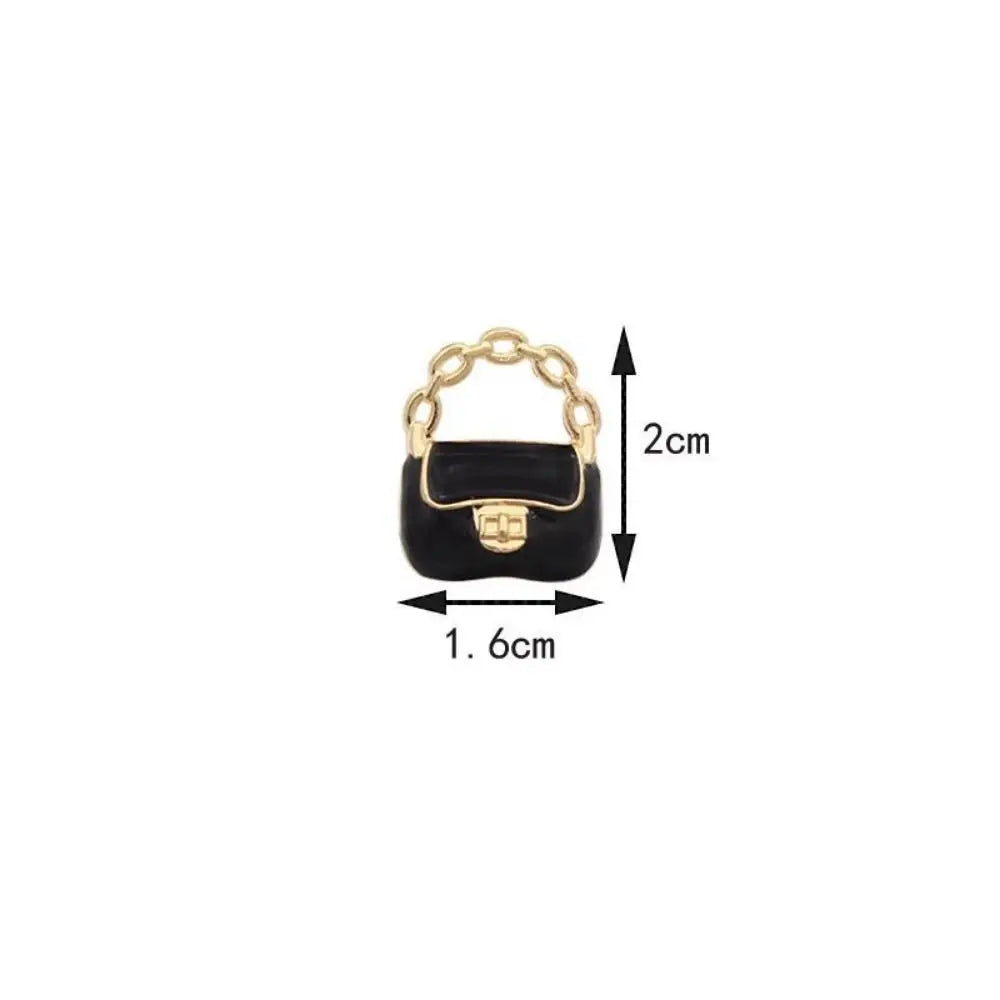 DIY Toy Dollhouse Miniature Metal Handbag Black/White Cute Doll Miniature Bag Decoration Fashion Dollhouse Mini Metal Chain Bag