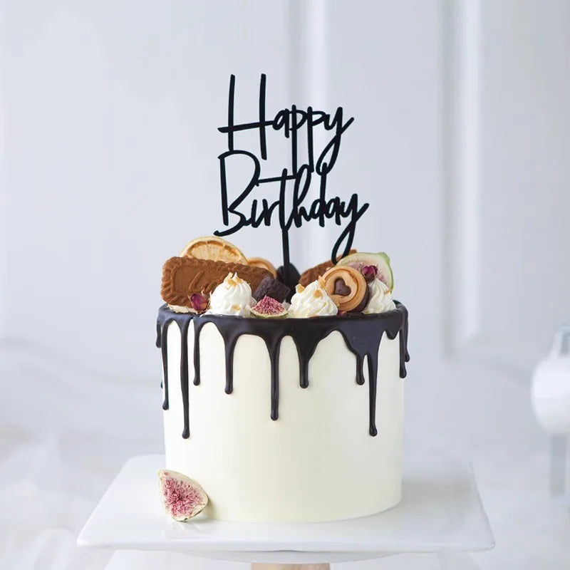 10 Pcs Acrylic Happy Birthday Cake Topper Pink Gold Silver Acrylic Kids Men Women Cake Decorations for Baby Shower Gift Supplies