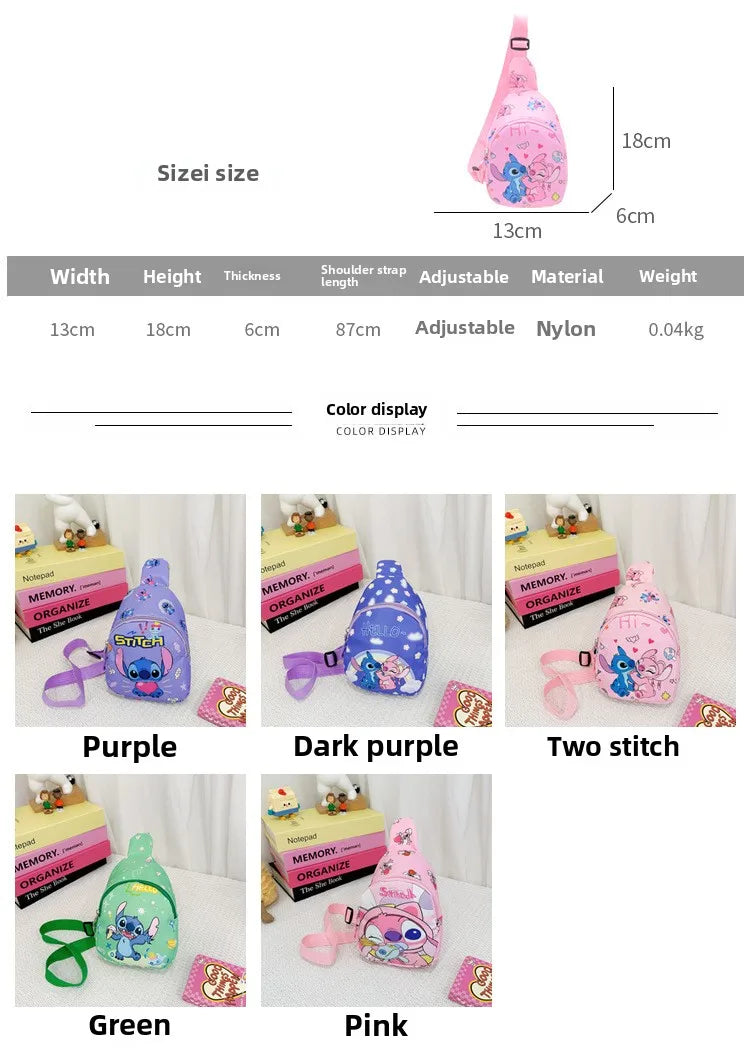 Stitch Anime Shoulder Bags Kawaii Fashion Chest Bag Travel Satchel Casual Portable Totes Backpacks Birthday Gifts For Boys Girls