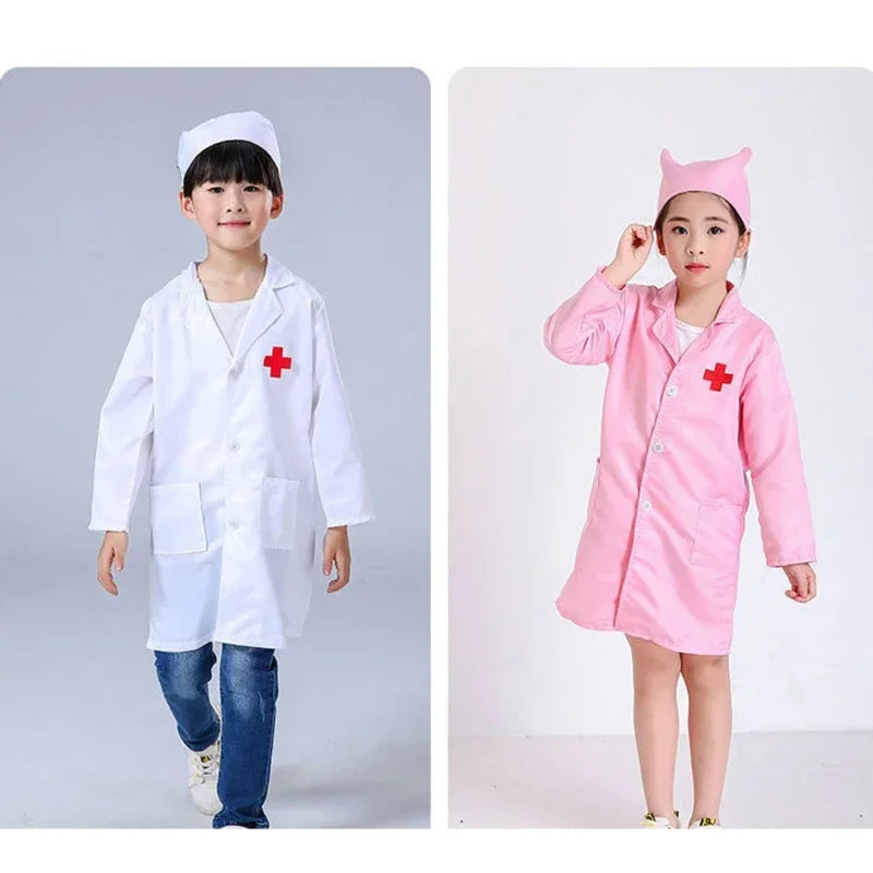 Children Doctors Nurses Kindergartens Professional Practitioners Role Dressing Performance Costume White Coat Festival Costumes
