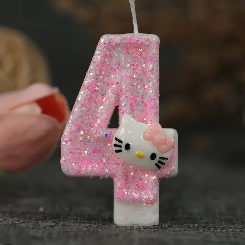 Kawaii Hello Kitty Number Birthday Candle Sanrio Kitty Cat Digital Candles Birthday Cake Decoration Anniversary Party Candles
