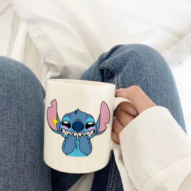 Cute Stitch Ceramic Mug Cartoon Animation Funny Mugs Coffee Cups Child Personality Drinking Cup Friend Birthday Gift