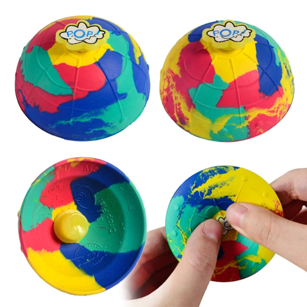 Hip Hop Jump Half Side Bouncing Ball Anti Stress Fidget Toys For Kids Outdoor Fun Spinning Bounce Bowl Fingertip Top Toys
