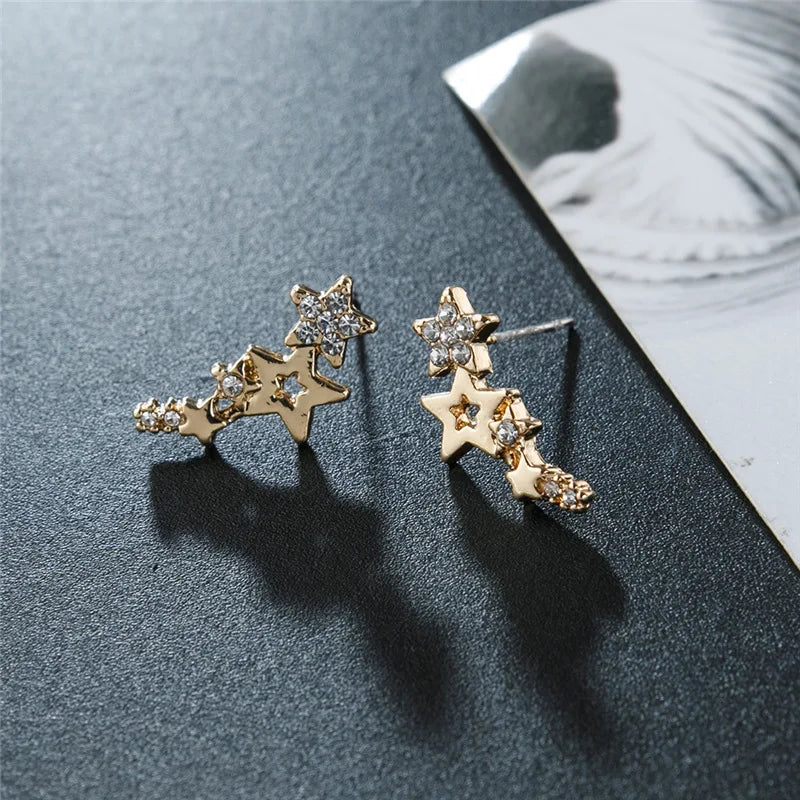 Shiny Star Stud Earrings for Women Elegant Zircon Rhinestone Mini Star Earrring Girls Party Birthday Fashion Jewelry Gifts