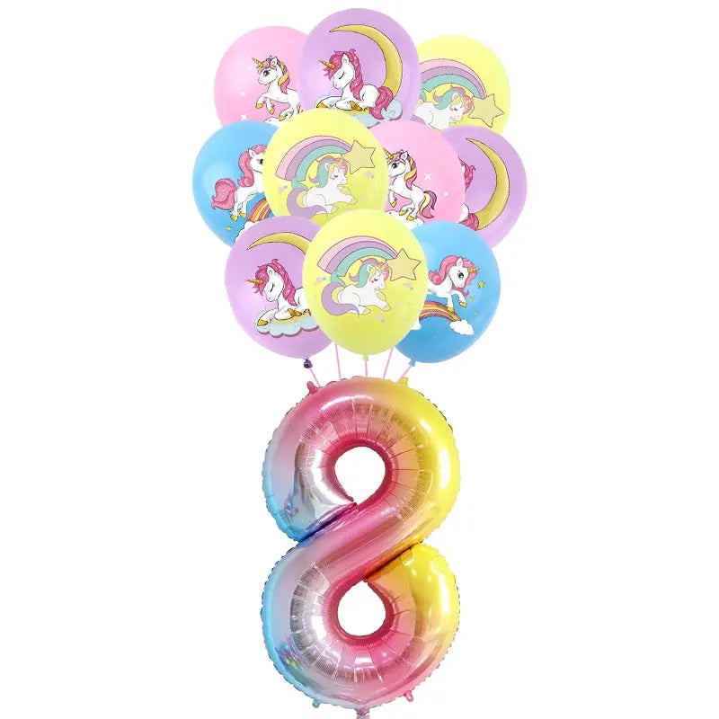 Unicorn Decoration For Birthday Girl Happy Birthday Unicorn Them Deco Kit Tableware Background Banner Balloons Supplies For Kids