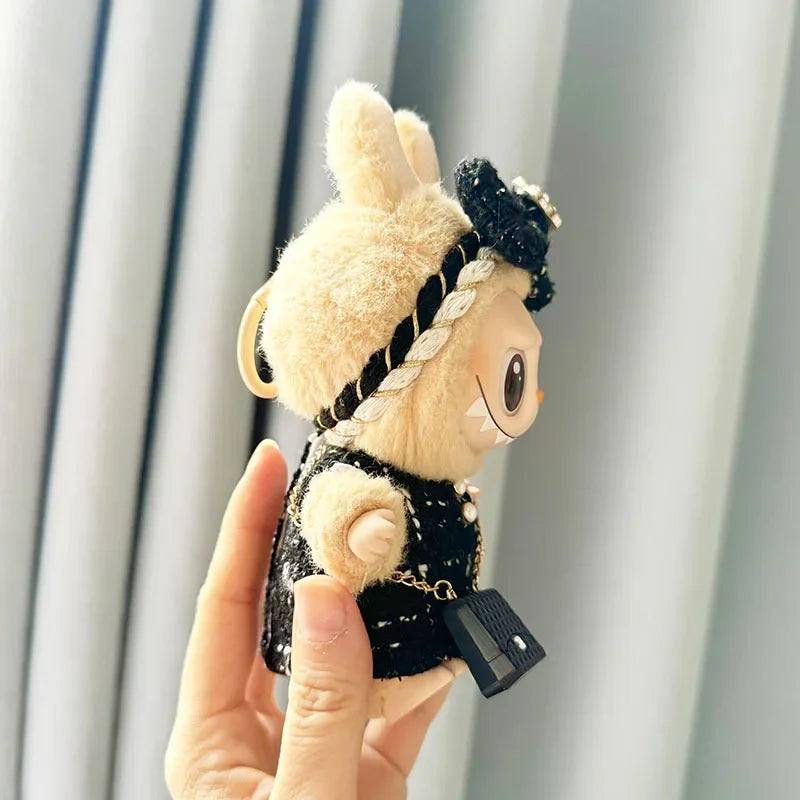 Cute 17cm Labubu Idol Doll Outfit Camellia Dress Bag Shoes Set The Monster Sitting Party Collection Mini DIY