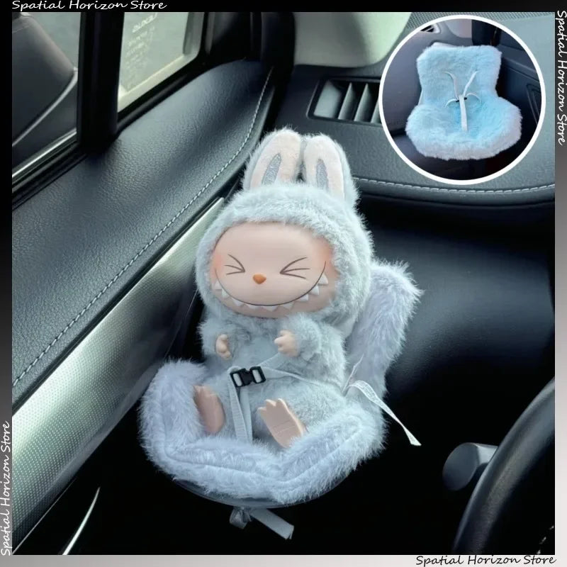 Mini Plush Safety Seat Kawaii Labubu Idol Kpop Doll Display Seat Car Air Aromatreatment Decoration Accessories