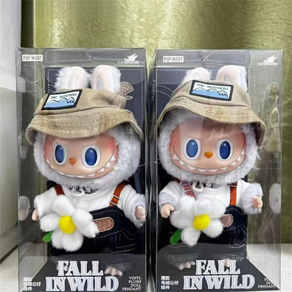 Labubu The Monsters Fall In Wild Series Plush Vinyl Doll Backpack Pendant Decoration Keychain Denim Labubu Fans Collect Gifts