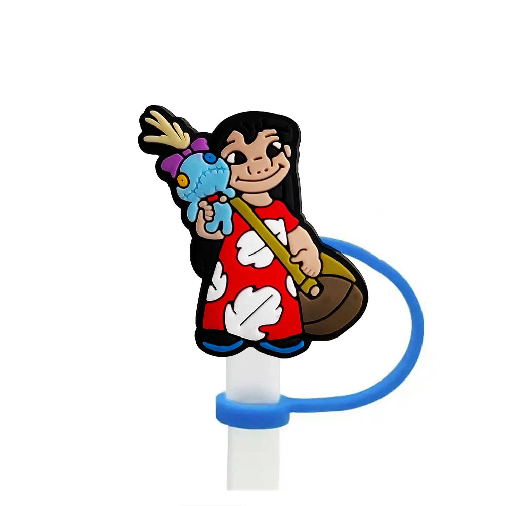 Cute Stitch Cartoon Silicone Straw Covers For Water Glass Bottle Drinking Dust Cap Straw Tips Cover Cup Accessories For 10mm