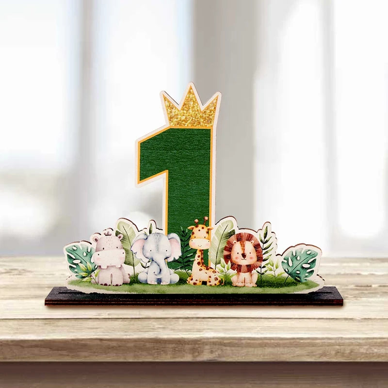 Animal Wildone Wooden Ornament Jungle Safri One Year 1st Birthday Party Decor Kids The Little Mermaid Party Decor Baby Shower