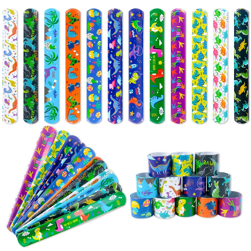 10pcs Cartoon Birthday Party Clap Circle Toy Kids Birthday Party Slap Bracelet Mermaid Dinosaur Unicorn Theme Party Gift
