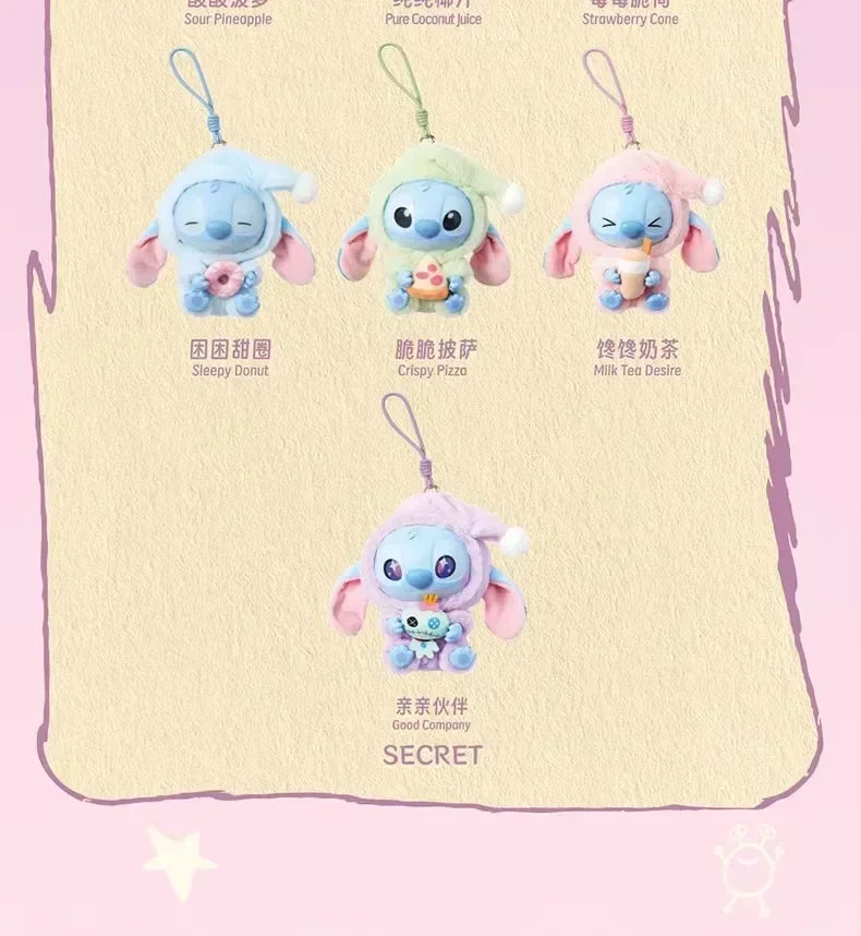 Miniso New Stitch Eat Some Thing Before Sleep Series Vinyl Blind Box Bag Pendant Cute Plush Doll Mystery Box Toy Surprise Gifts