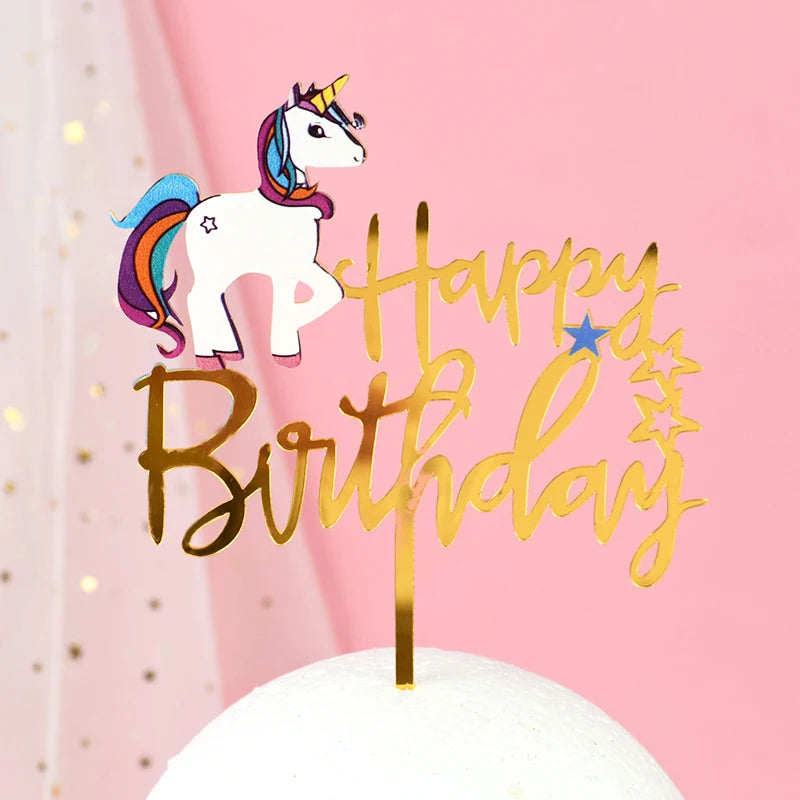 Acrylic Cake Topper Happy Birthday Cake Decorations For Baby Shower Mermaid Unicorn Party supplies Wedding Dessert