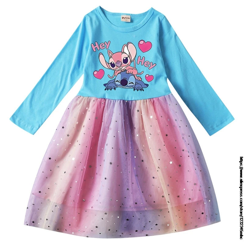 Spring Summer New Children Day Girl Dress Cosplay Costume For Lilo And Stitch Girl Lace Party Birthday Pincess Children Clothing