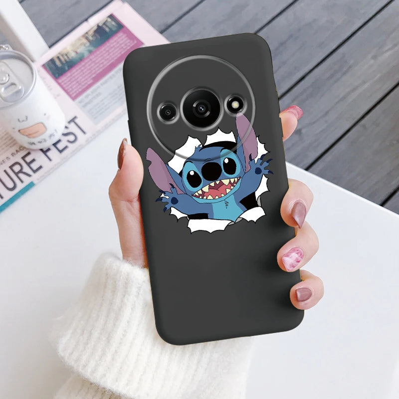For Redmi A3 Phone Case Soft Silicone Shockproof Super cute Stitch Love?Cover For Xiaomi Redmi A3 Shell RedmiA3 A 3 Bumper Shell