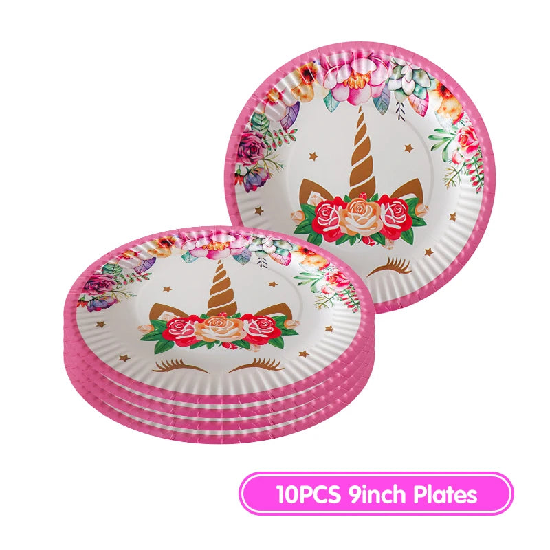 Unicorn Birthday Decoration Face Mask Gift Bags Tablecloth Unicorn Happy Birthday Balloons Candy Box Kids Birthday Party Favors