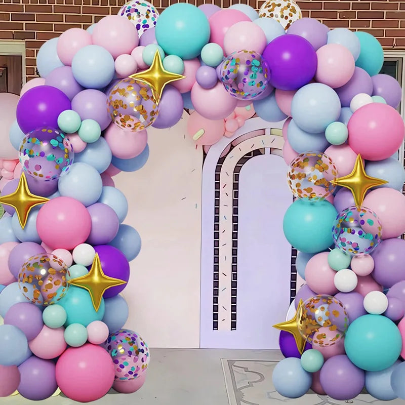 Unicorn Star Color Balloon Garland Arch Kit Rainbow Wedding Birthday Party Decor Kids Baby Shower Birthday Latex Balloons