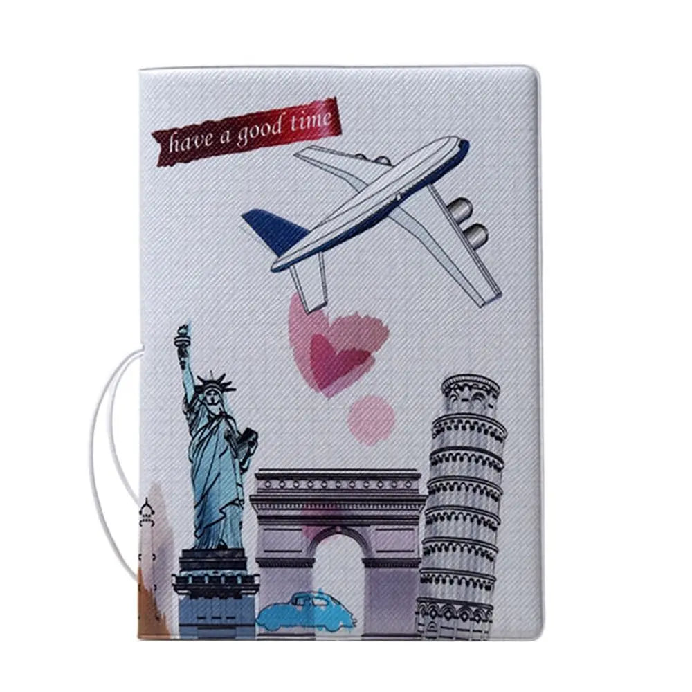 Gift Cartoon Girl Passport Cover PU Waterproof Certificate Protective Sheath Card Holder Multi-function ID Card Holder Unisex