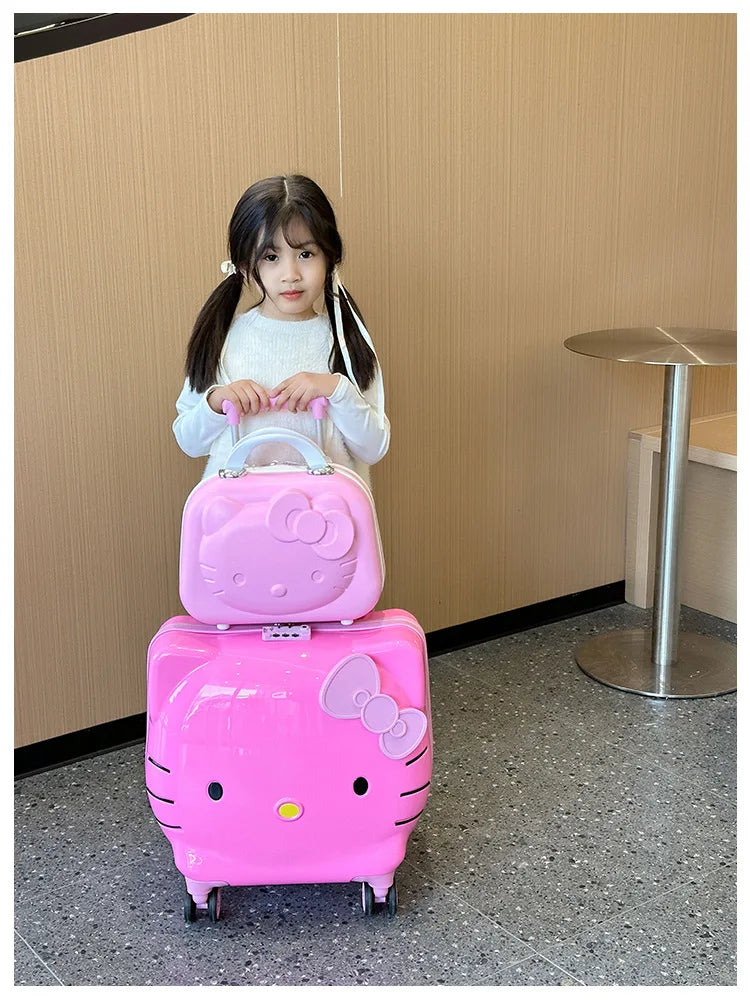 Hello Kittys Trolley Case Girls Sanrioed Universal Wheel Trolley Portable Suitcase Cartoon Travel Boarding Case Kids Toys Gift