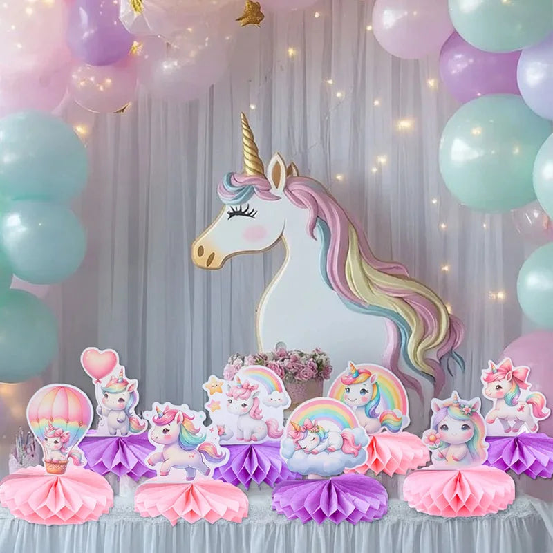 Rainbow Unicorn Disposable Tableware Happy 1st Birthday Party Decorations Kids Unicorn Theme Wedding Baby Shower Girls Supplies