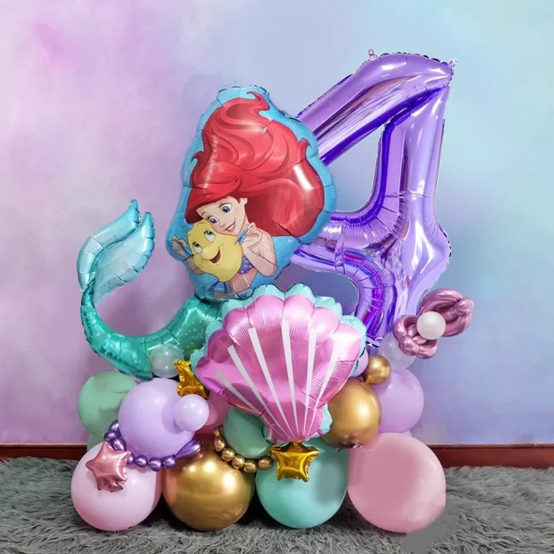 Mermaid Ariel Princess Birthday Party Decorations Disposable Tableware Plate Straw Cup Balloons Baby Shower Party Supplies