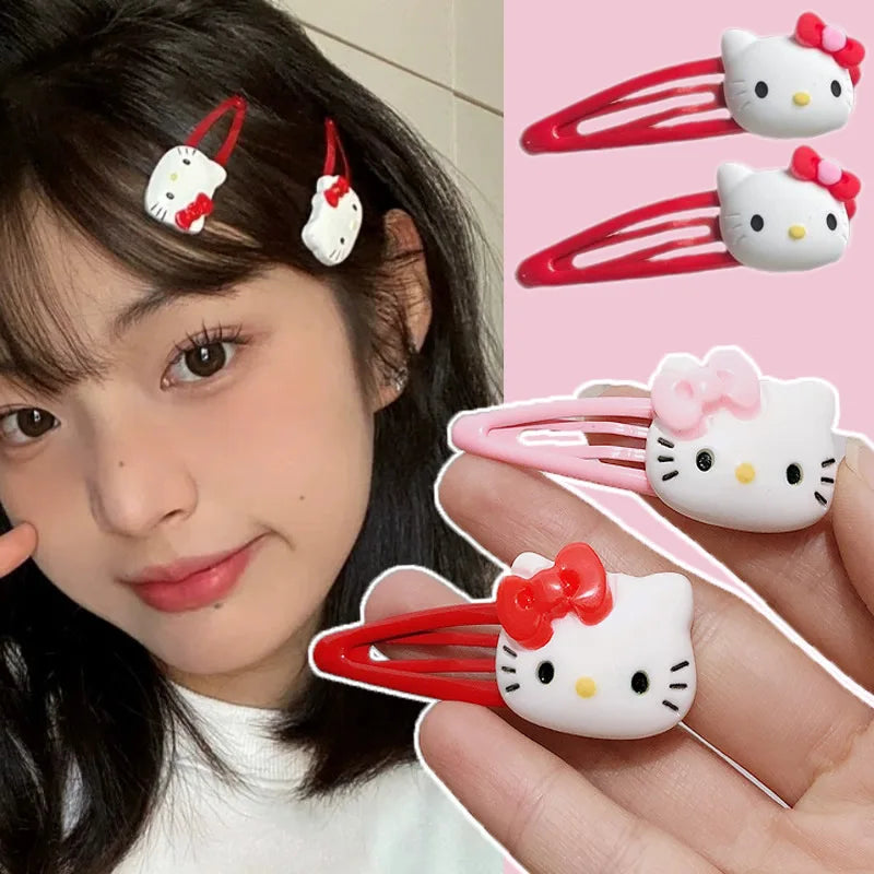 2PCS Girl Hair Clip Kawaii Cartoon BB Hair Clip Girl Hairs Accessories Headwear Bangs Clip Bow HairClips Gift Festival gifts