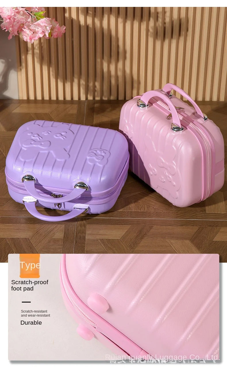 2024 New Cartoon Rabbit Children Suitcase Small Makeup Box ABS Travel Girls Hand Gift Mini Boarding Case Travel Rolling Luggage
