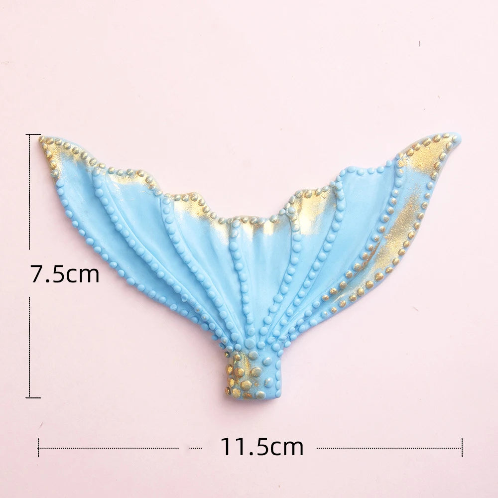 Mermail Cake Decoration Glitter Blue Pink Purple Soft Ceramic Mermail Tail Cake Toppers for Girls Birthday Baby Shower Party Dec