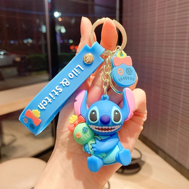 Lilo & Stitch Toys Keychian Children Anime Stitch Pendant Doll Keyring Kawaii Angel Keychians Cute Girls Christmas Gifts
