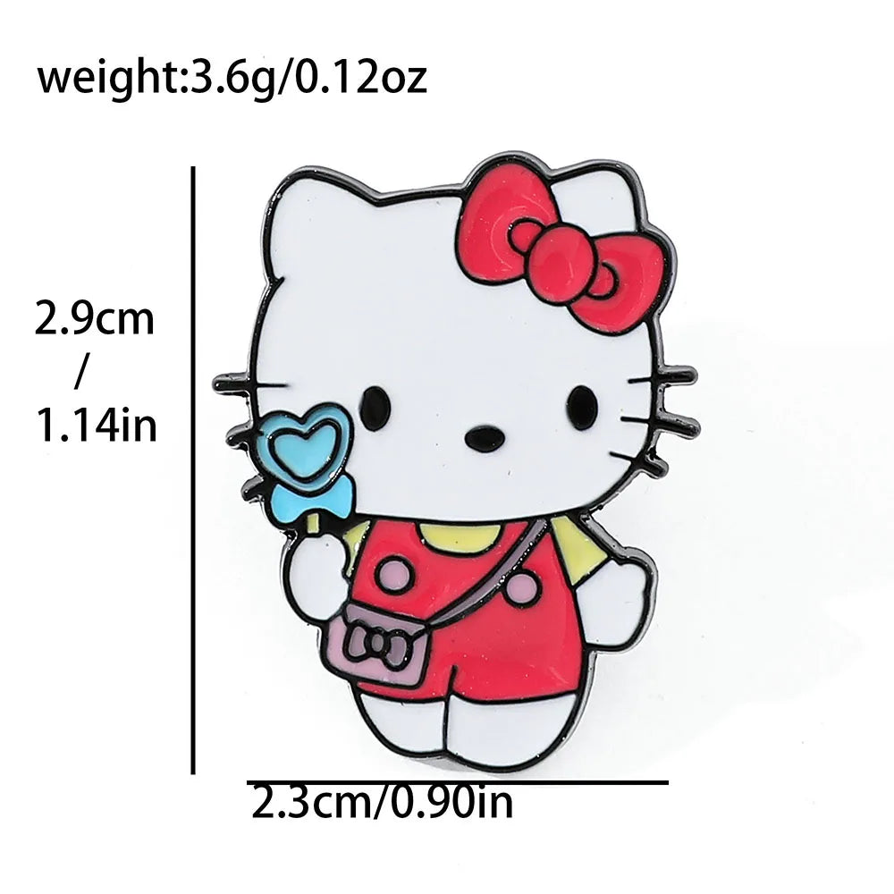 5 Pcs Cute cartoon Soft Cute kt Cat Brooch Sanrio Metal Badge Cute Cat Alloy Drop Oil Pin accessory