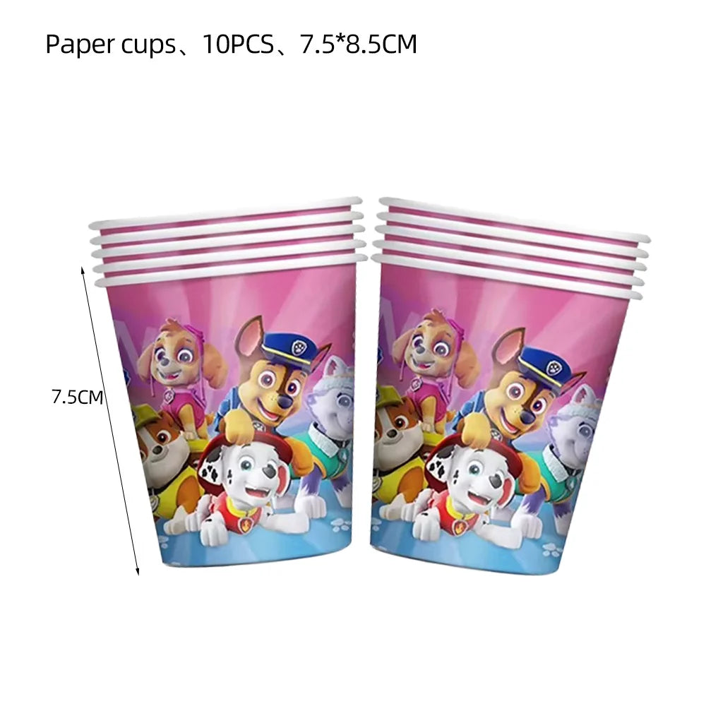 New Paw Patrol Birthday Decoration Dogs Skye Disposable Tableware Cup Plate Tablecloth Baby Shower Kids Girl Boy Party Supplies