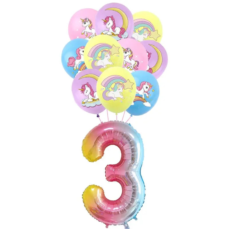 Unicorn Decoration For Birthday Girl Happy Birthday Unicorn Them Deco Kit Tableware Background Banner Balloons Supplies For Kids