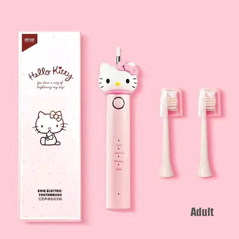 Kawaii Sanrio HelloKitty Electric Toothbrush Cute Anime Soft Hair Travel Portable Fiber Toothbrush Girl Oral Care Cleaning Brush