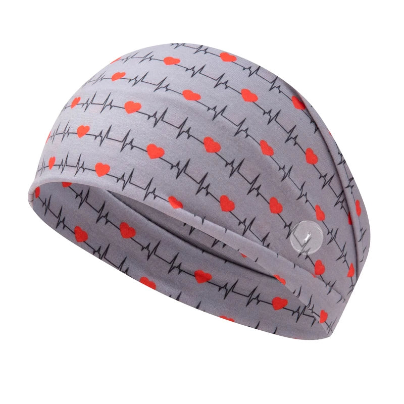 Medical Headband For Girl Buttons Hairbands Women Hair Band Printed Bandanas cute Headband Sweat -absorbing Turbans Elastic